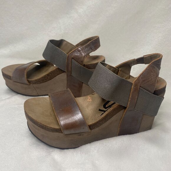 OTBT Bushnell Wedge Women's Sandals Pewter Leather Size 5.5 - Picture 3 of 9